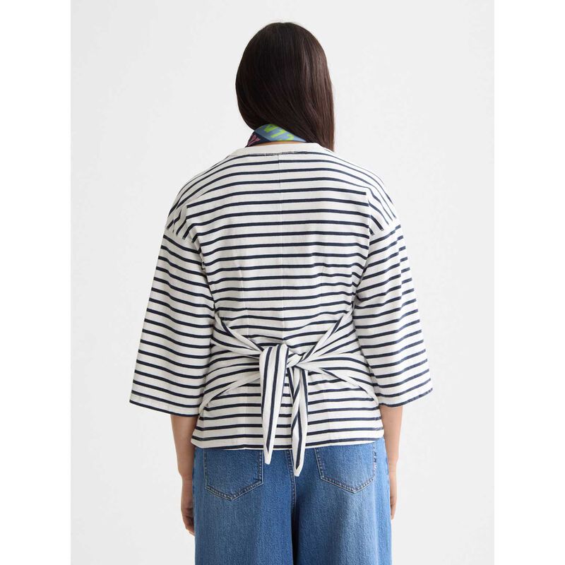 Scotch & Soda Washed Striped Breton Tee With Shaping Details image number 1